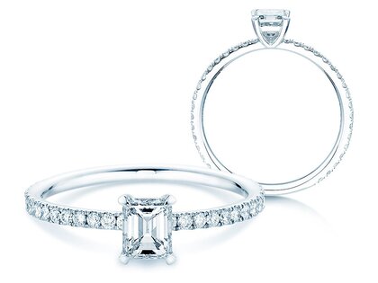 Bague de fiançailles Elaine en 14K or blanc avec diamants 0,86ct G/VS