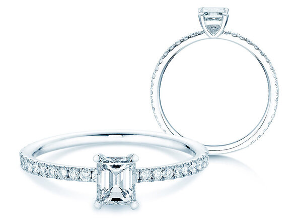 Bague de fiançailles Elaine en 14K or blanc avec diamants 0,86ct G/VS