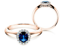Bague de fiançailles Windsor dans 14K or rose avec saphir 0,60ct et diamants 0,12ct