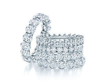 Bagues eternity - rail serti avec diamants ronds