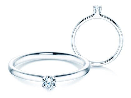 Bague de fiançailles Classic 6 dans 14K or blanc avec diamant 0,05ct H/SI