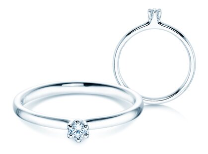 Bague de fiançailles Classic 6 dans 14K or blanc avec diamant 0,05ct H/SI