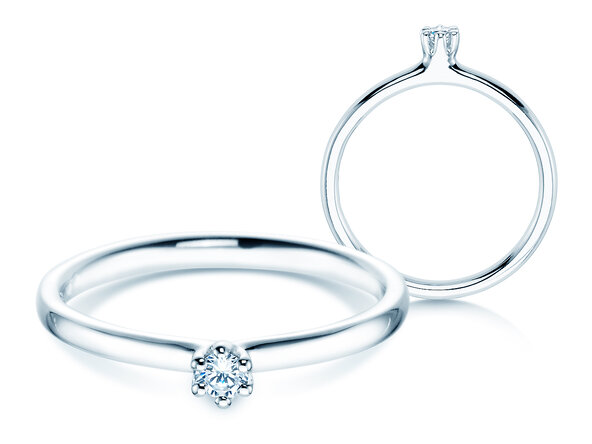 Bague de fiançailles Classic 6 dans 14K or blanc avec diamant 0,05ct H/SI