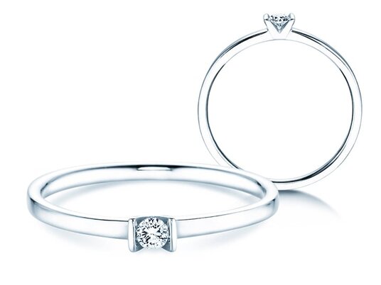 Bague de fiançailles Love dans 14K or blanc avec diamant 0,04ct G/SI