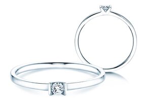 Bague de fiançailles Love dans 14K or blanc avec diamant 0,04ct G/SI