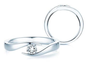 Bague de fiançailles Twist dans Argent 925/- avec diamant 0,15ct G/SI