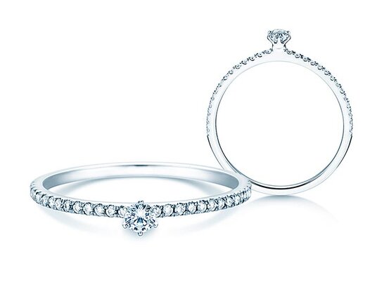 Bague de fiançailles Classic Pavé en 9K or blanc avec diamants 0,20ct G/SI