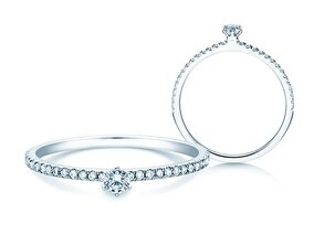 Bague de fiançailles Classic Pavé dans platine 950/- avec diamants 0,40ct G/SI