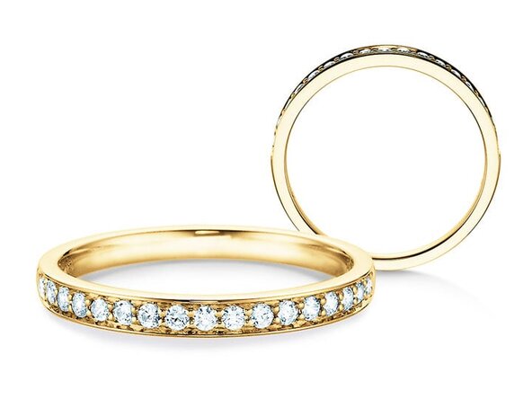 Bague de fiançailles Alliance-/Eternityring dans 14K or jaune avec diamants 0,30ct G/SI