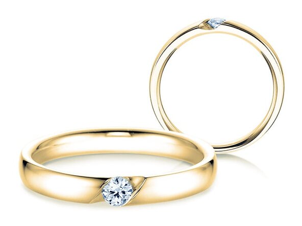 Bague de fiançailles Italic en 9K or jaune avec diamant de laboratoire 0,15ct
