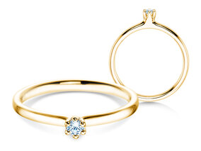 Bague de fiançailles Classic 6 en 9K or jaune avec diamant 0,05ct G/SI