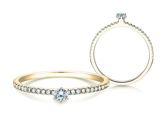 Bague de fiançailles Classic Pavé en 9K or blanc avec diamants 0,20ct G/SI