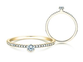 Bague de fiançailles Classic Pavé dans 14K or jaune avec diamants 0,50ct G/SI
