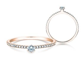 Bague de fiançailles Classic Pavé dans 14K or rose avec diamants 0,50ct G/SI
