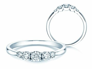 Bague de fiançailles 5 Diamonds dans or blanc