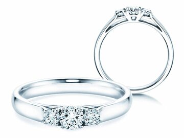 Bague de fiançailles 3 Stones dans or blanc