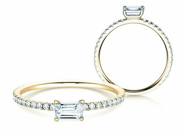Bague de fiançailles Emerald-Cut dans or jaune