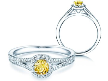 Bague de fiançailles Fancy Yellow Cushion