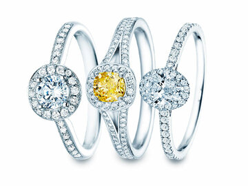 Bagues Halos – pierre centrale & couronne ronde de diamants