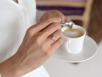 Bague de fiançailles Classic 4 en platine 950/- avec diamant de laboratoire 0,75ct E/VS