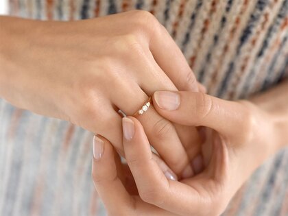 Bague de fiançailles 3 Stones dans 18K or rose avec diamants 1,00ct G/SI