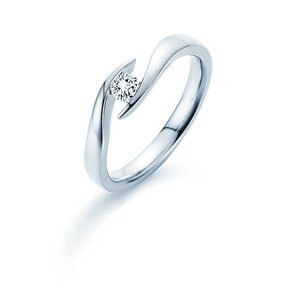 Bague de fiançailles Twist en Argent 925/- avec diamant de laboratoire 0,15ct E/VS