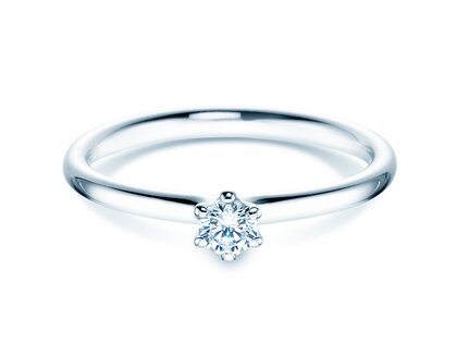 Bague de fiançailles Classic 6 en 9K or blanc avec diamant 0,15ct G/SI