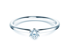 Bague de fiançailles Classic 6 en 9K or blanc avec diamant 0,15ct G/SI