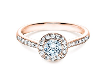 Bague de fiançailles Halo Classic dans 18K or rose avec diamants 0,78ct G/SI