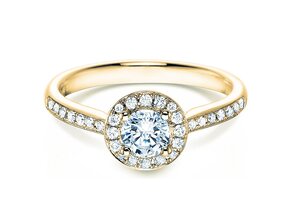 Bague de fiançailles Halo Classic dans 18K or jaune avec diamants 0,78ct G/SI