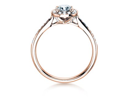 Bague de fiançailles Halo Classic dans 18K or rose avec diamants 0,78ct G/SI