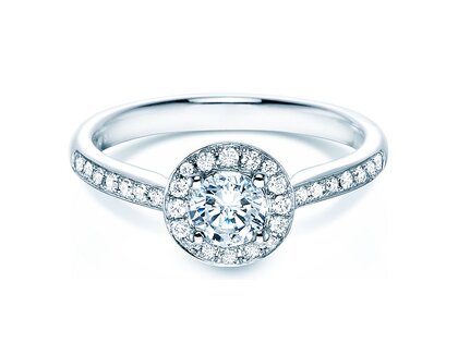 Bague de fiançailles Halo Classic dans 18K or blanc avec diamants 0,78ct G/SI