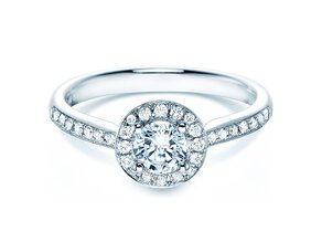 Bague de fiançailles Halo Classic dans 18K or blanc avec diamants 0,78ct G/SI