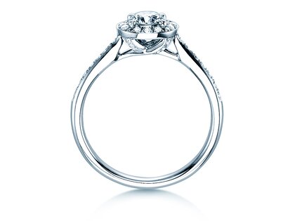 Bague de fiançailles Halo Classic dans 18K or blanc avec diamants 0,78ct G/SI