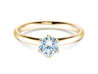 Bague de fiançailles Classic 6 en 9K or jaune avec diamant 0,60ct H/SI