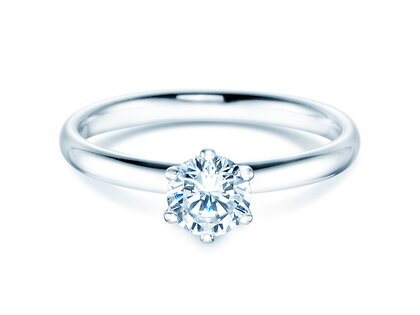 Bague de fiançailles Classic 6 dans 18K or blanc avec diamant 0,60ct H/SI