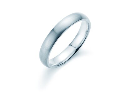 Bague pour homme Classic 4mm dans 14K or blanc mate