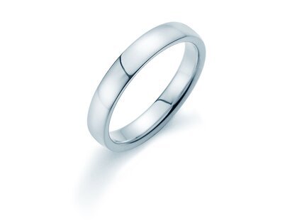 Bague pour homme Infinity 4mm dans 14K or blanc polie