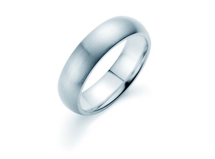 Bague pour homme Classic 6mm dans 14K or blanc mate