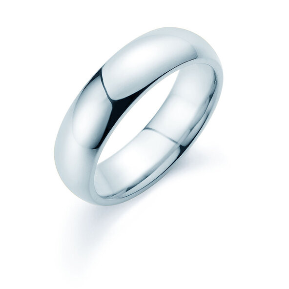 Bague pour homme Classic 6mm dans 14K or blanc polie