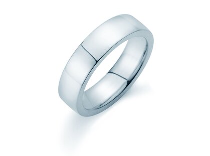 Bague pour homme Modern 5,5mm en 9K or blanc polie