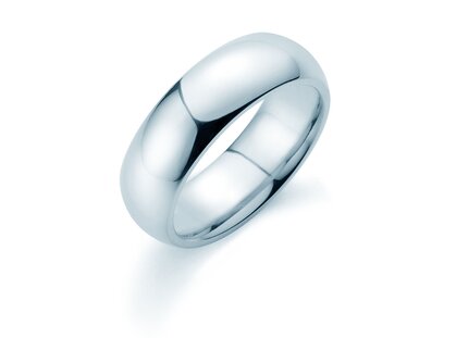 Bague pour homme Classic 6,5mm en 9K or blanc polie
