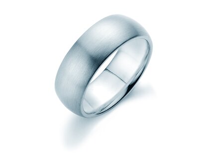 Bague pour homme Classic 7,5mm en 9K or blanc mate