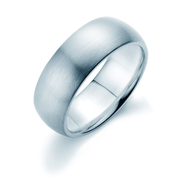 Bague pour homme Classic 7,5mm en 9K or blanc mate