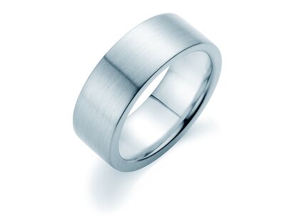 Bague pour homme Modern 8mm en 9K or blanc mate