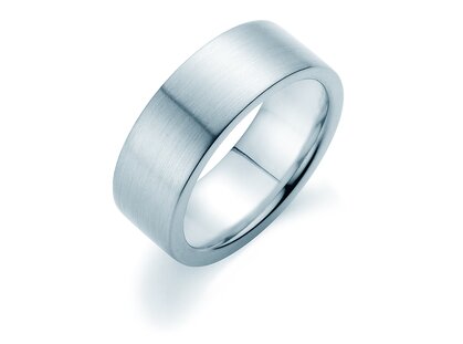 Bague pour homme Modern 8mm en 9K or blanc mate