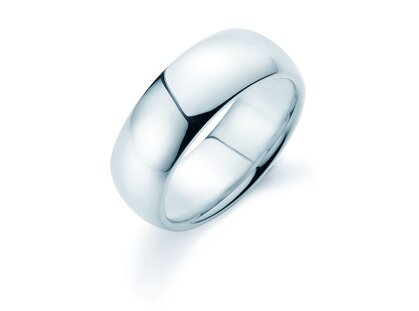 Bague pour homme Classic 8mm en 9K or blanc polie