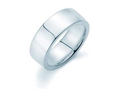 Bague pour homme Modern 8mm dans 14K or blanc polie