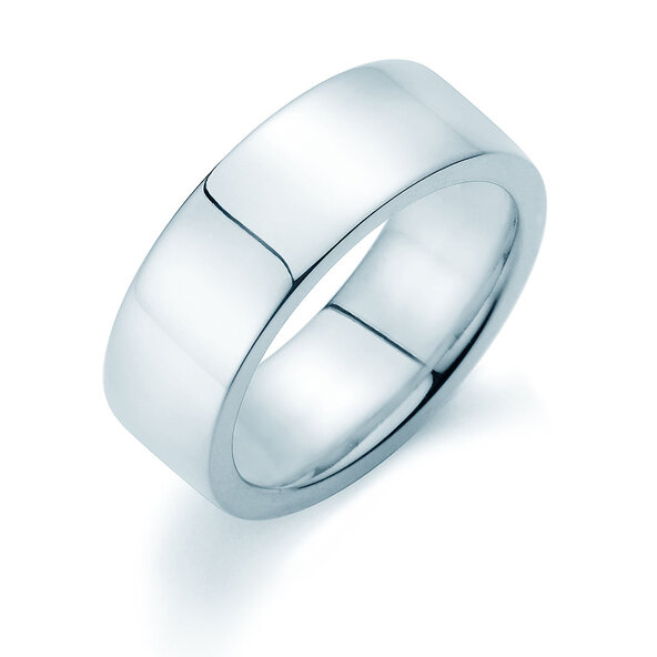 Bague pour homme Modern 8mm dans 14K or blanc polie