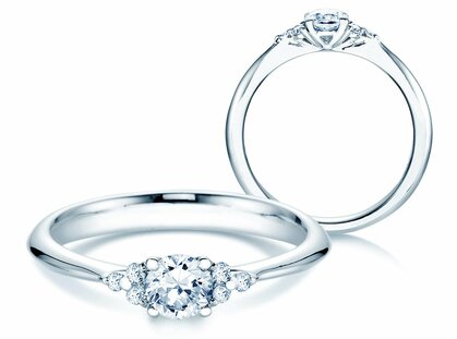 Bague de fiançailles Vivid Diamond en 9K or blanc avec diamants 0,43ct G/SI
